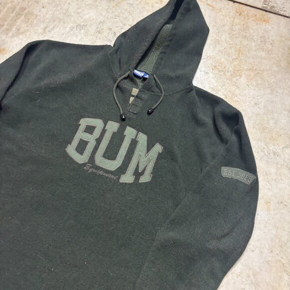 Vintage BUM Equipment Fleece Hoodie XL Green Oversized - Picture 1 of 11